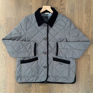 Barbour Orelia Quilted Houndstooth Printed Chore Jacket in Black and Tan US 10/M